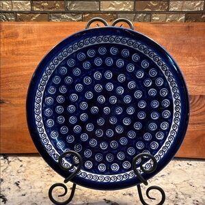 Blue Spiral Ceramic Plate